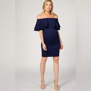 Pinkblush Navy Off-Shoulder Maternity Dress M